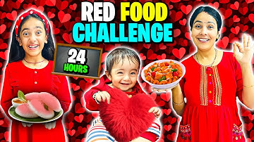 RED COLOUR CHALLENGE!❤️Eating only *ONE COLOR FOOD* for 24 HOURS🍎!@rishabhnarulavlogs