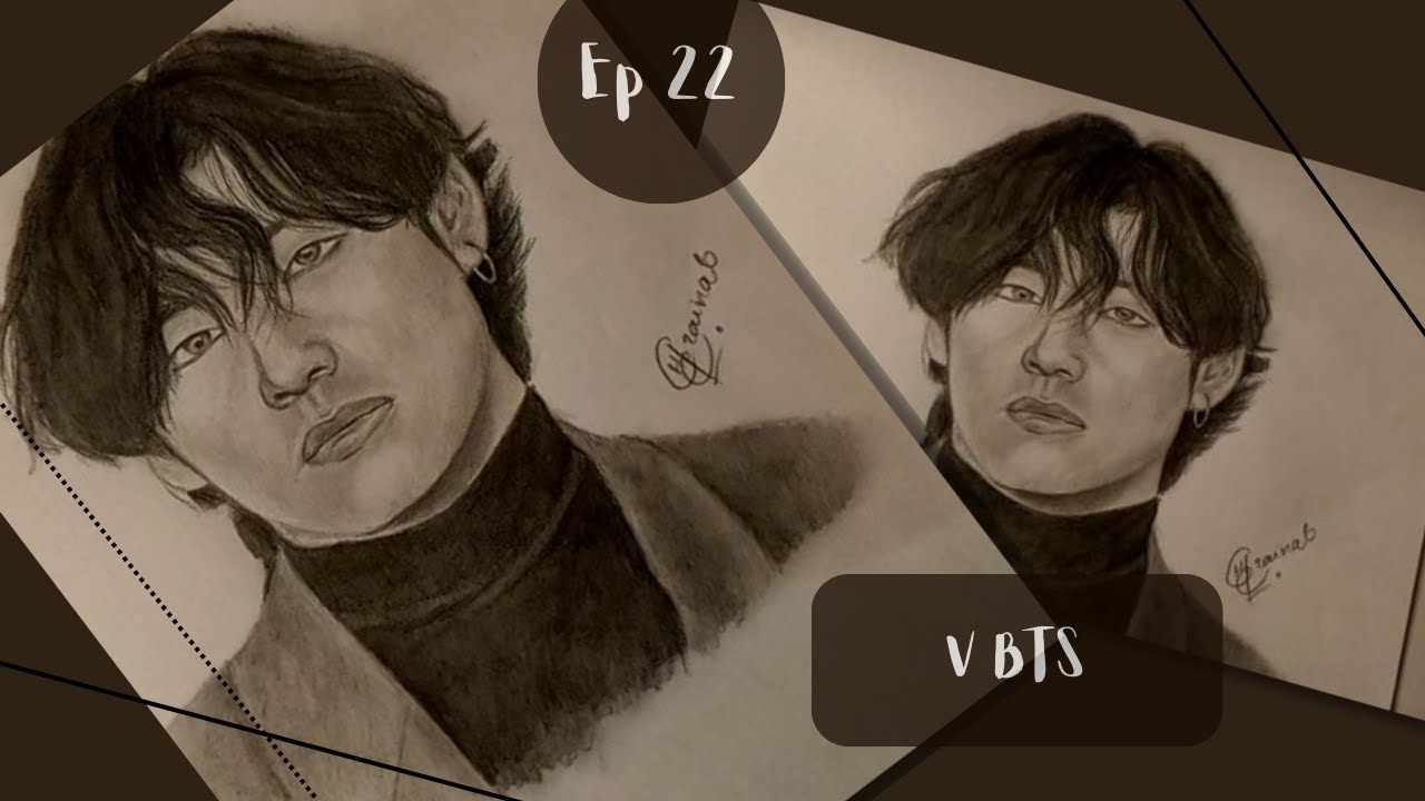 How to draw V BTS || Realistic Kim Tae Hyung pencil drawing || drawing ...
