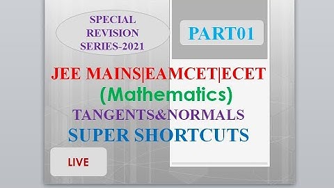 TANGENTS&NORMALS|| ECET||EAMCET||PGT&TGT||NIMCET|| MCQS LEVEL01 ||#01 #MURTHYSIR # JEE #RGUCET