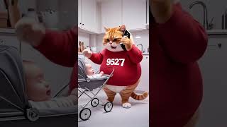 Chubby Orange Cat Babysits A Little Baby Roma Studios