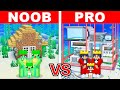 NOOB VS PRO: SAFEST UNDERWATER Family House Build Challenge in Minecraft