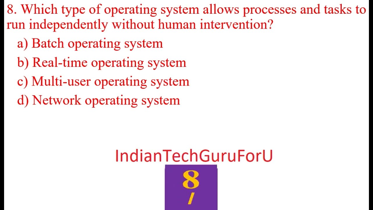 Operating Systems mcqs Quiz 1 Types of Operating Systems for all competitive exams