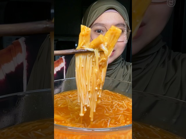 Mukbang jamur enoki kuah saus #shorts