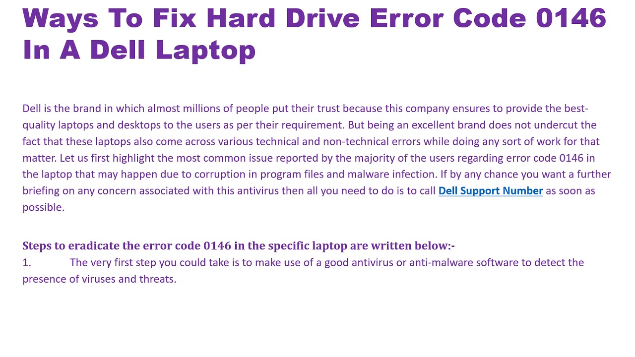 Ways To Fix Hard Drive Error Code 0146 In A Dell Laptop