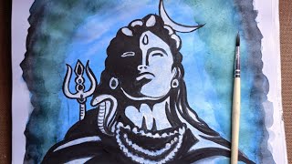 How to draw lord Shiva/Easy step by step water colour drawing Mahadev/lord Mahadev easy painting.