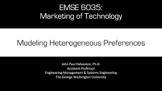 Modeling Heterogeneous Preferences (old)