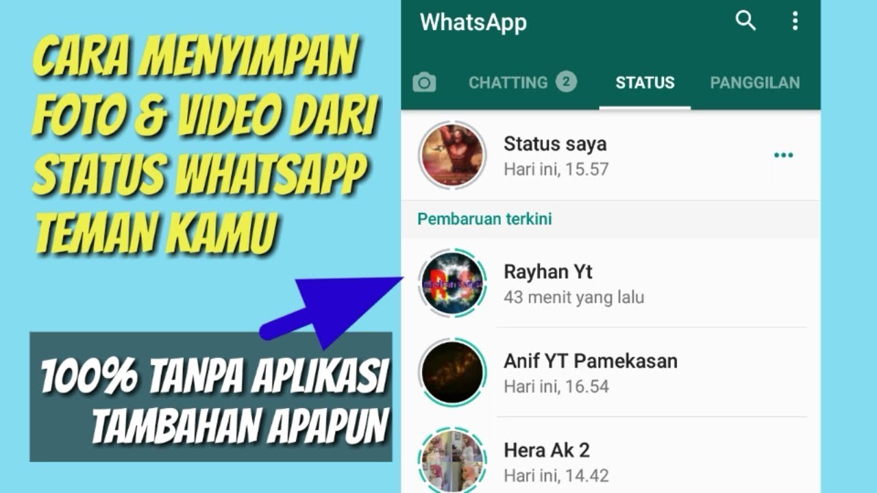 Cara Simpan Status Video Foto Whatsapp Tanpa Aplikasi Tambahan Youtube