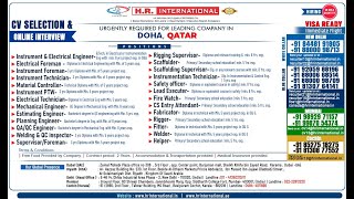 URGENTLY REQUIRED FOR LEADING COMPANY IN DOHA, QATAR