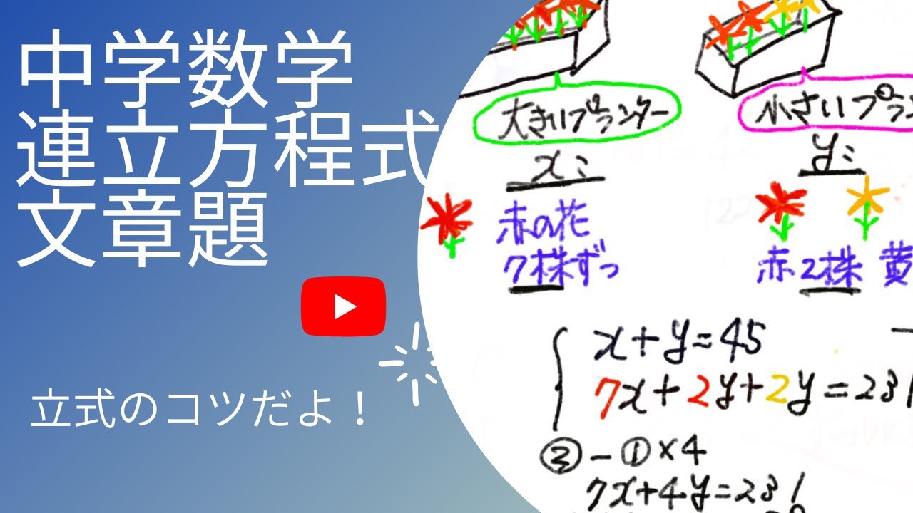 中学数学 連立方程式の文章題に挑戦です 立式のコツがわかるよ Youtube