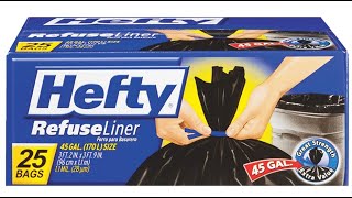Hefty Extra Large Black Trash Bags for Curbside Bins, 45 Gallon, 25 Count - Overview