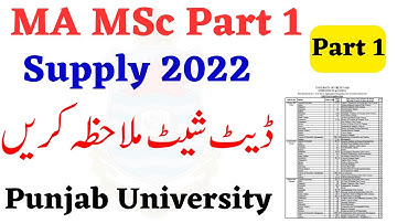 MA MSc Part 1 Supply 2022 Official Date Sheet Punjab University
