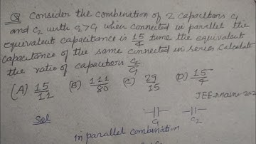Consider the combination of two capacitors C1 and C2 when connected in parallel the equivalent....