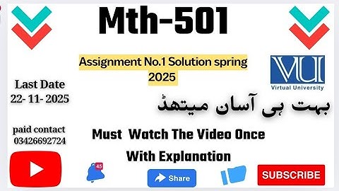MTH501 Assignment Supervisor Mr. Wasif Khan All Supervisor Solution Available Whatsapp 03426692724