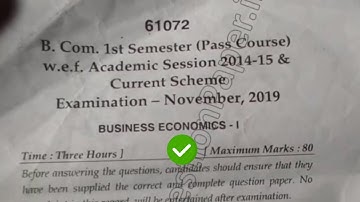 2019 Mdu BCom Pass 1st Sem Business Economics Question Paper