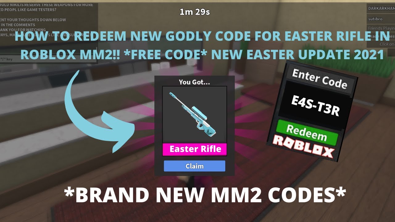 How To Redeem New Godly Code For Easter Rifle In Roblox Mm2 Free Code New Easter Update 2021 Youtube