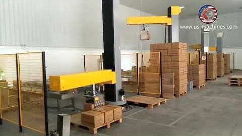 Testing video of automatic carton case palletizing machine robot hand palletizier