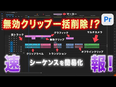 無効クリップ一括削除!?アレもコレもシーケンスを一気にお掃除!!【Premiere Pro Beta】