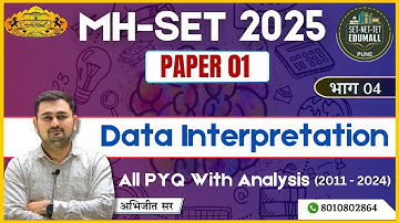 Data Interpretation | Part 04 | MH - SET Paper 01 |  PYQ Analysis (2011-2024) | By - Abhijeet  Sir