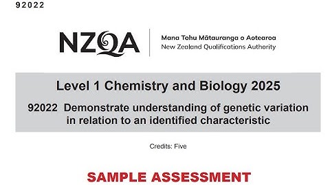 NCEA Level 1 Science - Genetic Variation 2025 Sample Exam NZQA 92022