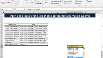 Excel 2013   Video 7   Insert a YouTube Player inside an Excel Spreadsheet and make it dynamic Part 2
