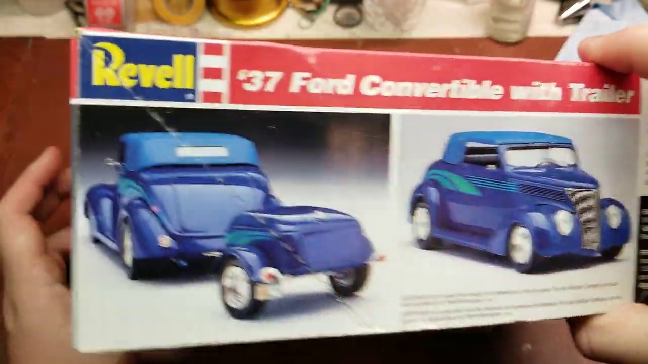 自動車 Revell 37 FORD Convertible With Trailer Revell '37 Ford Convertible with Trailer model #7245 new in