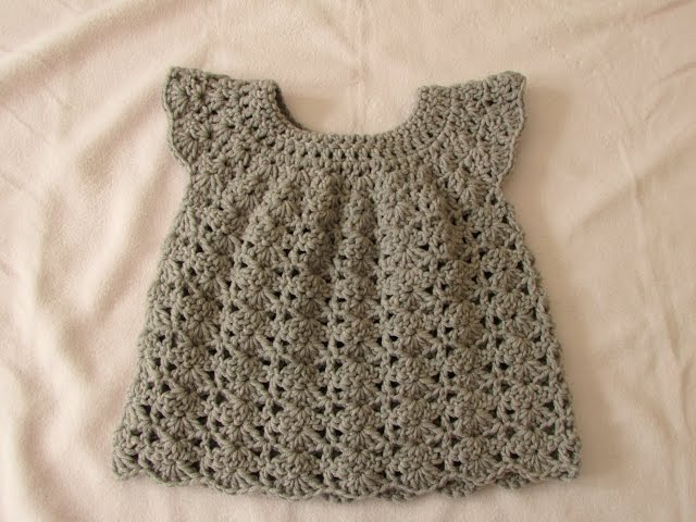 How To Crochet An Easy Shell Stitch Baby Girl S Dress For Beginners Youtube