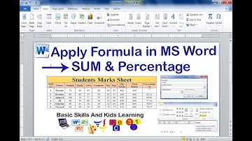 MS Word|Adding Formulas in MS Word|How to get formulas in ms word table|@basicskillsandkidslearning