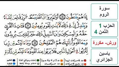 سورة الروم - الحزب 1- الثمن 4 - ياسين الجزائري - ورش - مكررة