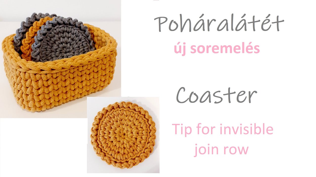 38. Horgolt poháralátét - Crochet coaster | Tip for invisible join row | crochet for beginners