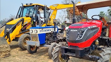 Jcb 3dx Eco Excellence Backhoe Machine Loading Red Mud In Mahindra and Swaraj Tractor | JCB Video