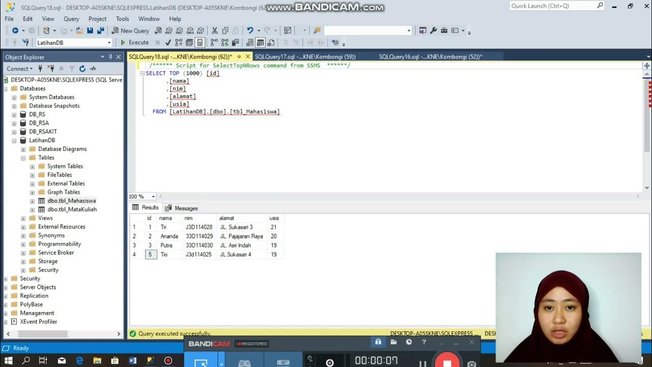 membuat database, tabel, dan data menggunakan sql server - YouTube