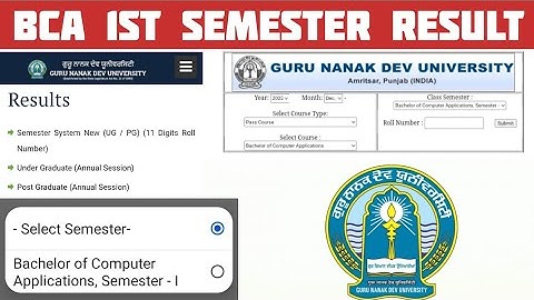 BCA 1st Semester Result || Bachelor of Computer Applications Result || Gndu Bca 1st Semester Result
