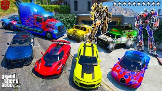 GTA 5 - Stealing TRANSFORMERS MOVIE VEHICLES with Franklin! (Real Life Cars #54)