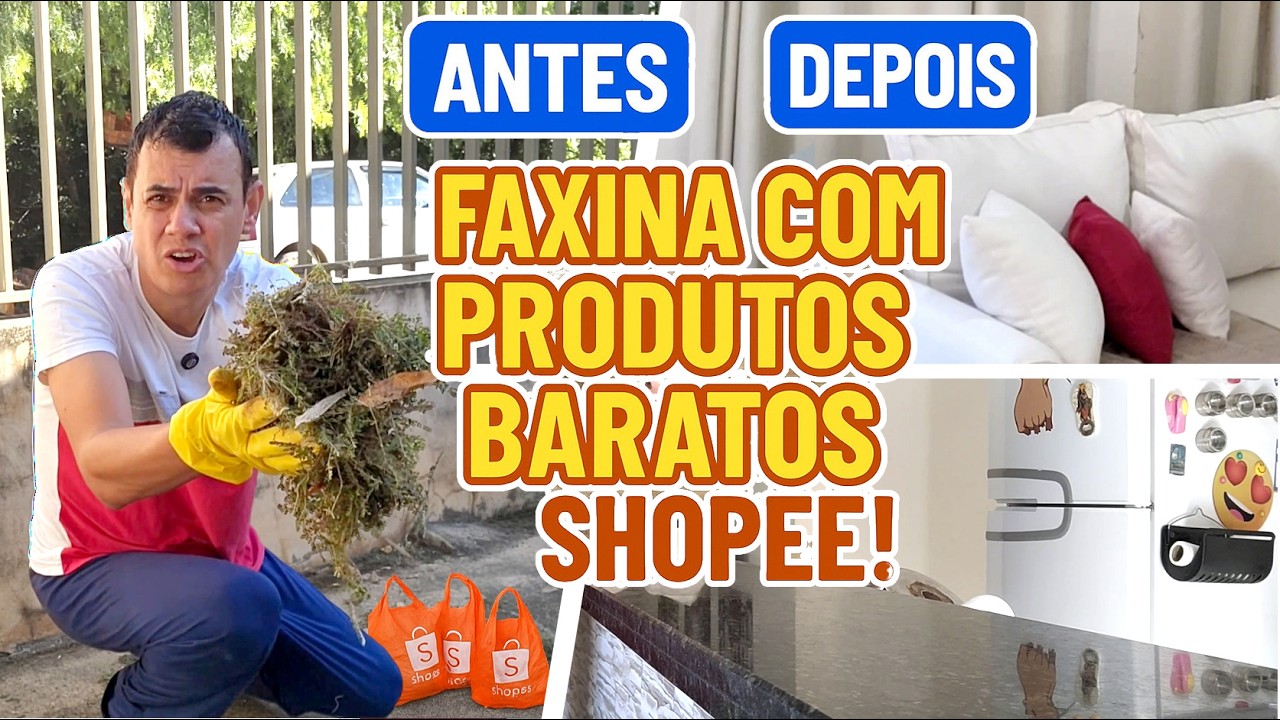 LAVEI ROUPA, TIREI O MATO da CALÇADA e FIZ A FAXINA com PRODUTOS da SHOPEE! Parte 1 🧹✨
