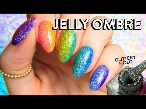 Video Jelly Ombre Tutorial with Holographic Glitter! SO EASY... - YouTube
