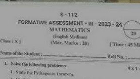 FA-3 Maths 10th class Question Paper 2023-24💯☑️✍️ || Formative Assessment 3