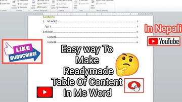 Make Readymate Table Of Content In Microsoft Word | Ms Word (In Nepali)😮