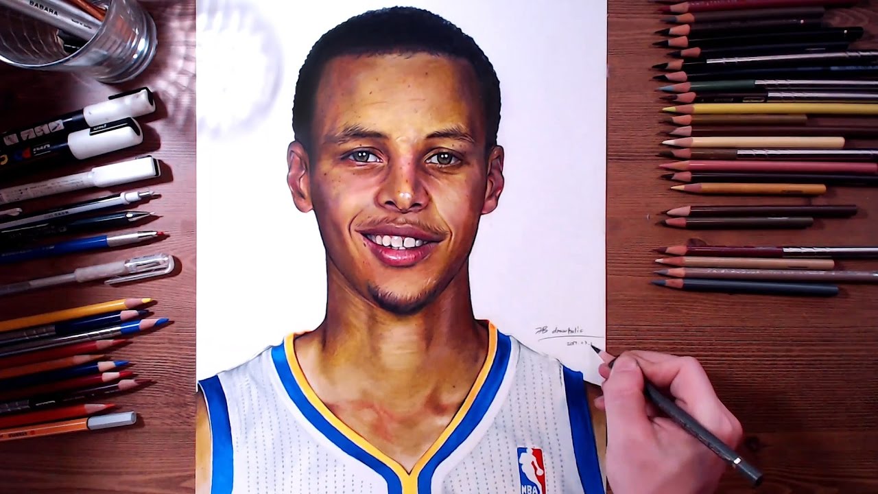  Stephen Curry - Colored pencil drawing drawholic - YouTube