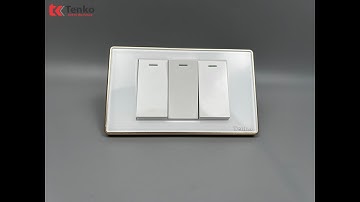 Công Tắc Điện Âm tường Mặt Kính Cường Lực Trắng Viền Vàng TENKO TK-C18W-03  I Tenko.com.vn