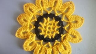 Мотив ПОДСОЛНУХ SUN FLOWER Crochet Motif Мотив ПОДСОЛНУХ SUN FLOWER Crochet Motif
