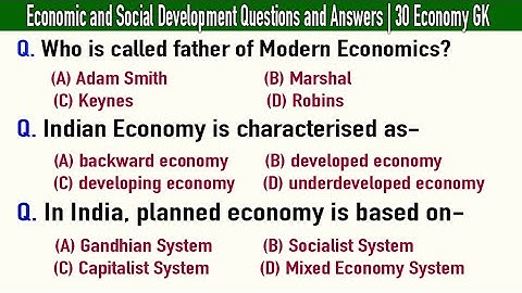 Economics General Knowledge Questions  Answers on Economic & Social Development | Economy Question