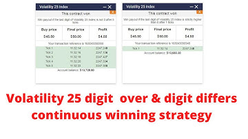 Binary.com Volatility 25 index: Digit over and Digit Differ Continuous Winning Strategy