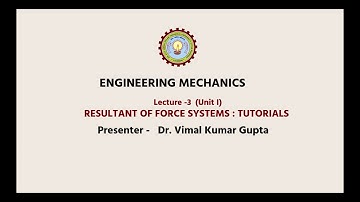 Engineering Mechanics Resultant of Force Systems: Tutorials | AKTU Digital Education