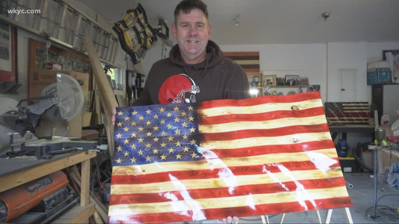 Ohio Navy veteran honors military with 'imperfectly perfect' handcrafted American flags