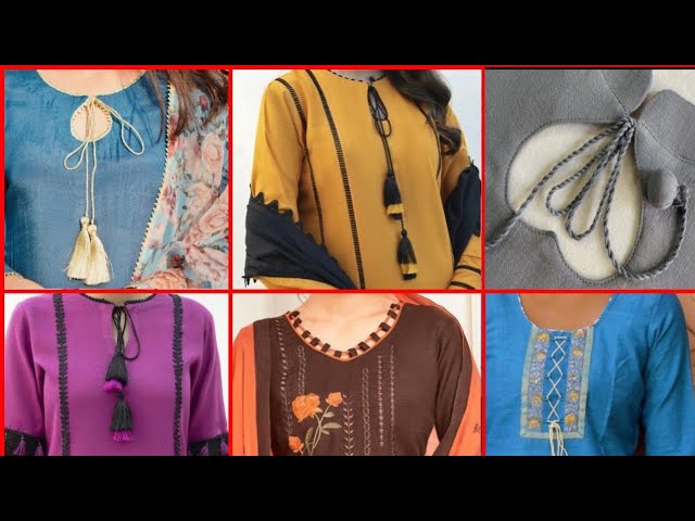 latest neck design with collar, frill and dori - YouTube | Kurti neck  designs, Designer kurti patterns, Long kurti designs