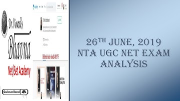NTA UGC NET ANALYSIS OF PAPER ONE  26 JUNE 2019
