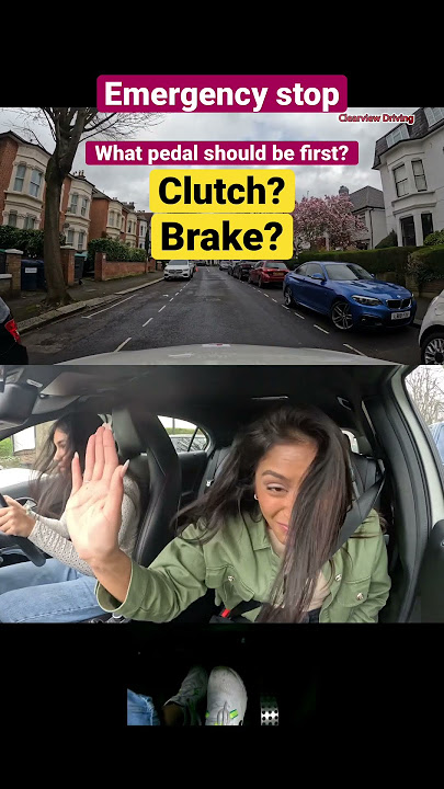 CLUTCH or BRAKE? What pedal should be FIRST? #test #driving #emergency #stop #manual