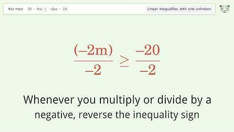 Solving Linear Inequalities: 10-8m is Smaller Than or Equal to -6m-10
