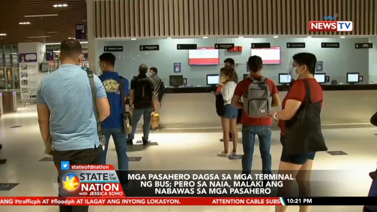 SONA Mga pasahero dagsa sa mga terminal ng bus Pero sa NAIA malaki ang nabawas sa mga pasahero