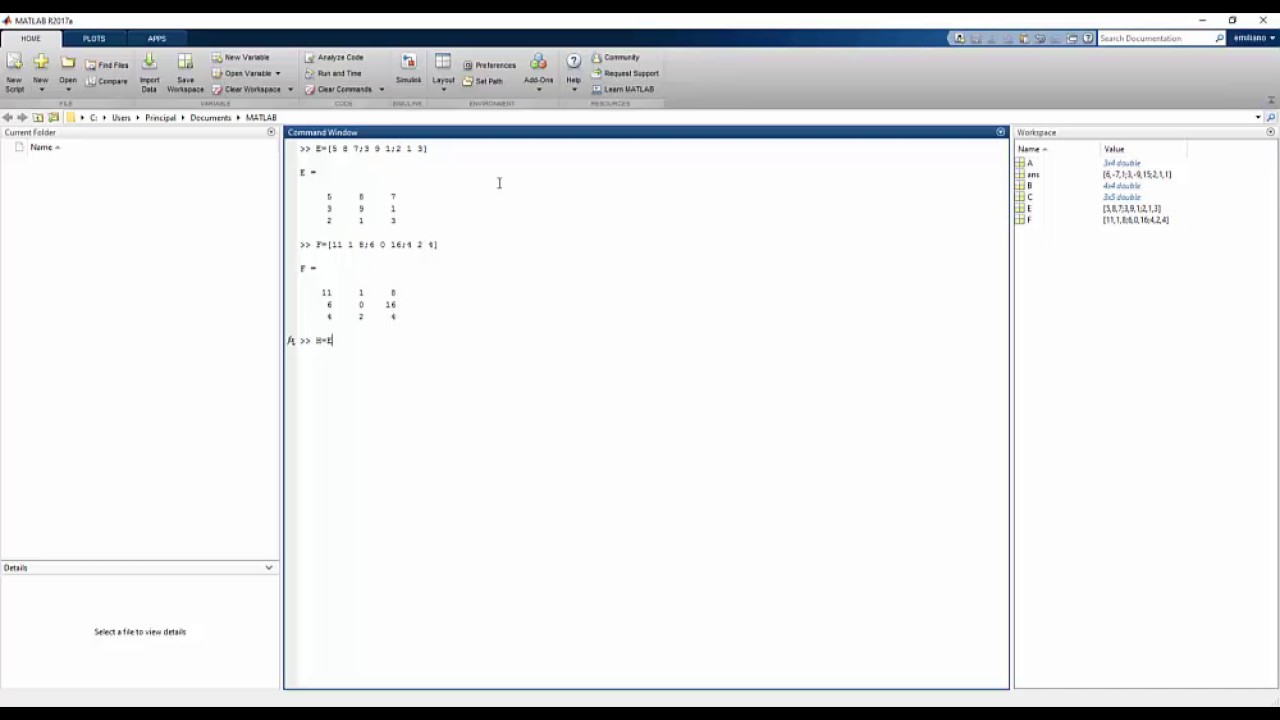 MATRICES EN MATLAB-ÁLGEBRA LINEAL - YouTube